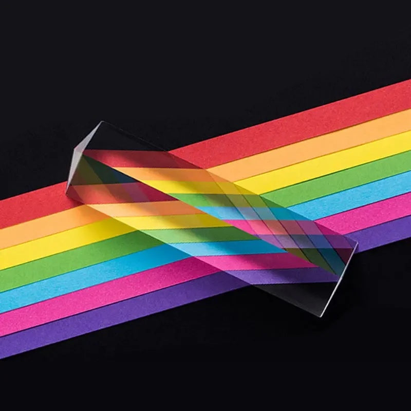 Prisma Triangular de Vidro Óptico com Suporte