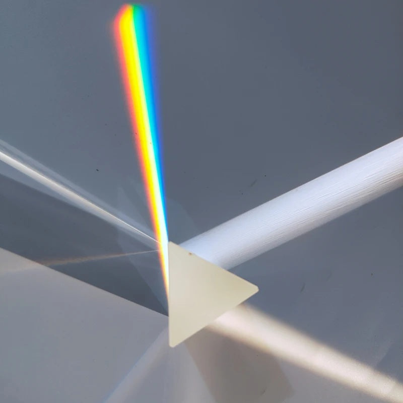 Prisma Triangular de Vidro Óptico com Suporte