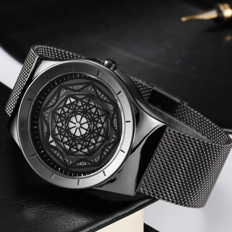 Relógio Design Minimalista com Disco Giratório