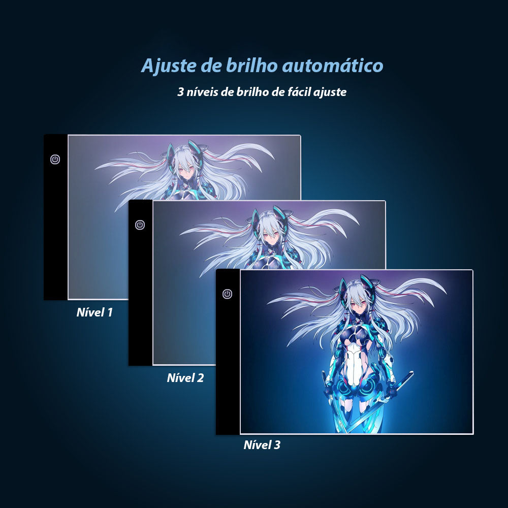 Tela de LED A4 Para Cópia de Desenhos com 3 níveis de Intensidade de Luz