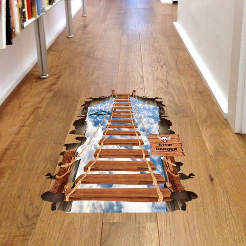 Adesivo Decorativo 3D Para Piso - Ponte Temporal (6 modelos)