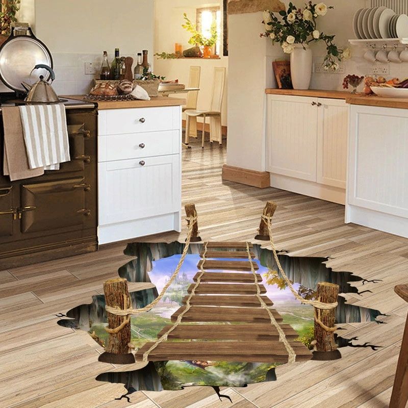 Adesivo Decorativo 3D Para Piso - Ponte Temporal (6 modelos)