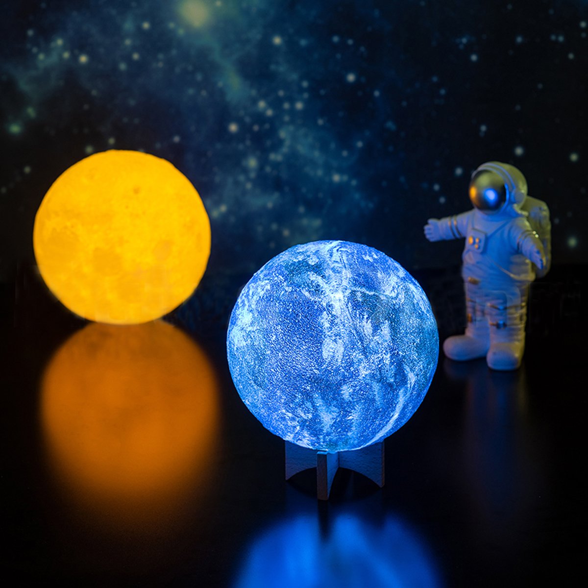 Luminária 3D de LED RGB Planeta Terra - 16 Funções De Cores e Controle Remoto