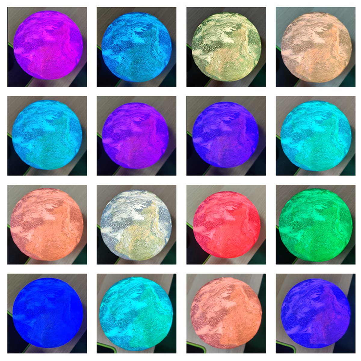 Luminária 3D de LED RGB Planeta Terra - 16 Funções De Cores e Controle Remoto
