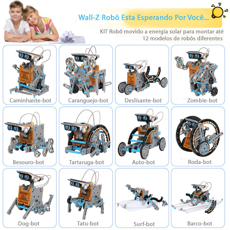Wall-Z - Robô Educativo de Montar - 12 em 1 - Movido a Energia Solar