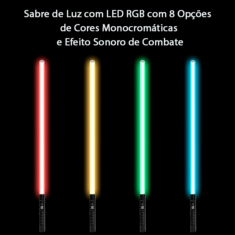 Sabre de Luz Metálico 80cm com LED RGB e Efeitos Sonoros