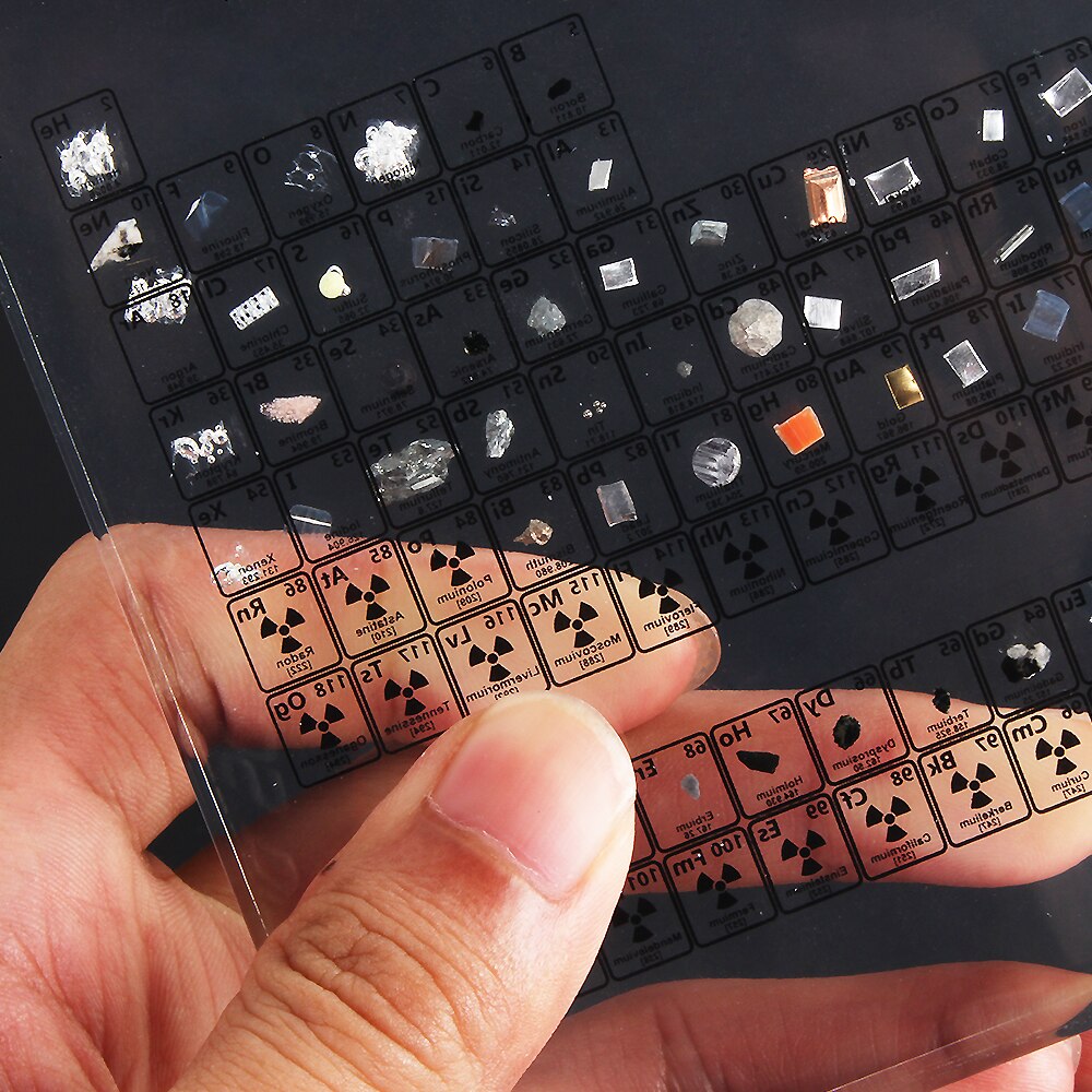 Tabela Periódica de Acrílico com Elementos Reais - COMPRE E GANHE BASE LED USB