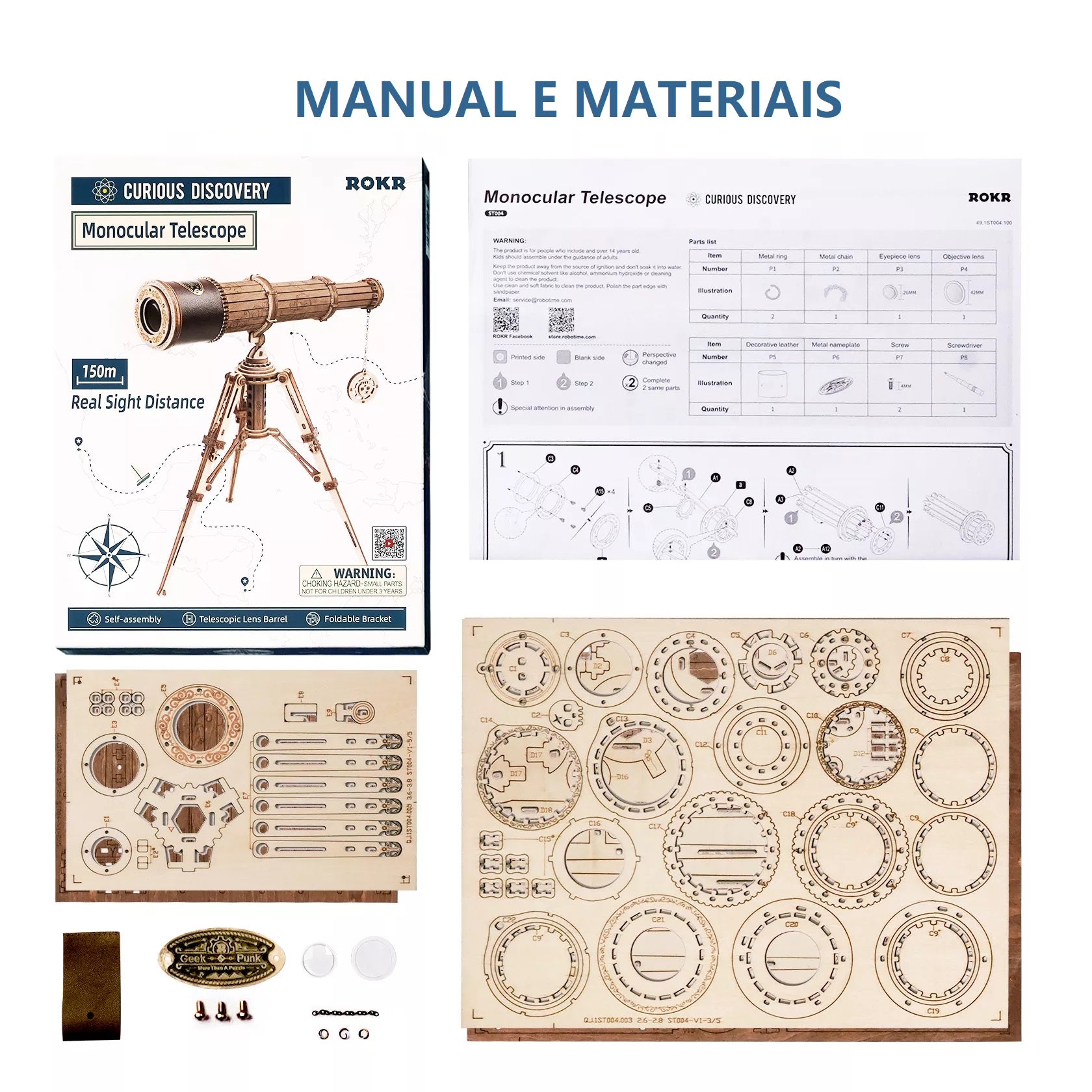 Telescópio ROKR - 314 Peças Para Montar (Faça Você Mesmo!)
