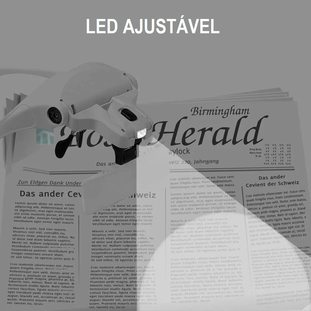 Lupa de Cabeça Retrátil com LED + 5 lentes