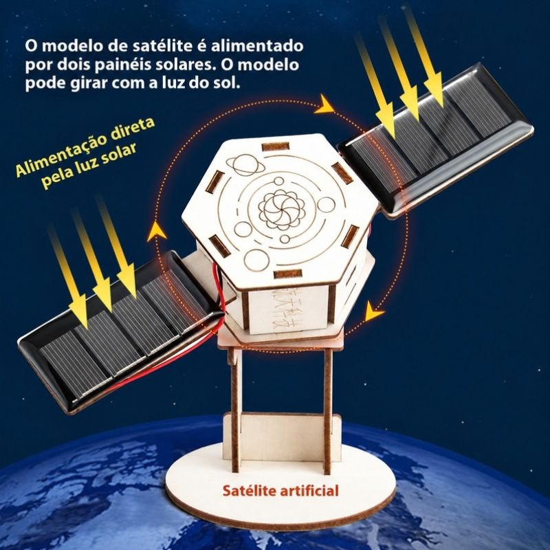 Modelo de Satélite Artificial - Kit para Montar com Energia Solar