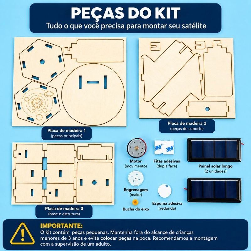 Modelo de Satélite Artificial - Kit para Montar com Energia Solar