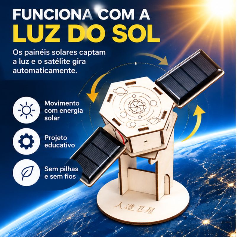 Modelo de Satélite Artificial - Kit para Montar com Energia Solar