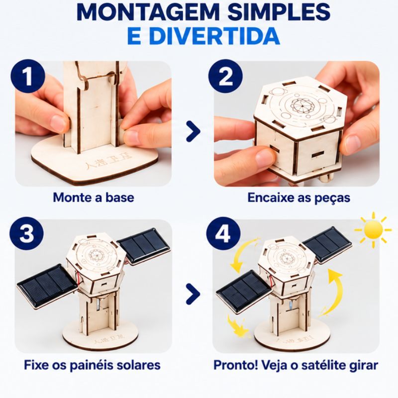 Modelo de Satélite Artificial - Kit para Montar com Energia Solar