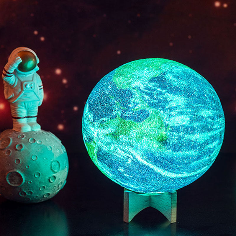 Luminária 3D de LED RGB Planeta Terra - 16 Funções De Cores e Controle Remoto