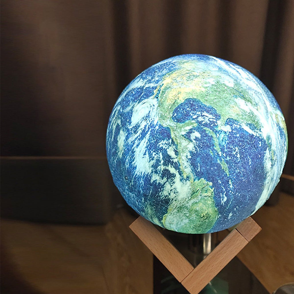 Luminária 3D de LED RGB Planeta Terra - 16 Funções De Cores e Controle Remoto